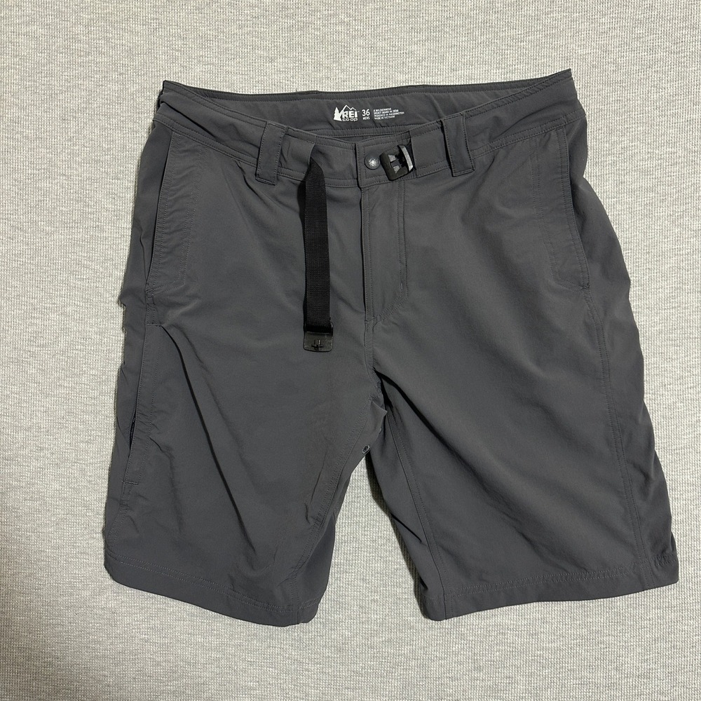 REI Co-op Gray Hiking Shorts Regular Fit Stretch Belted Nylon Spandex Mens 36x10